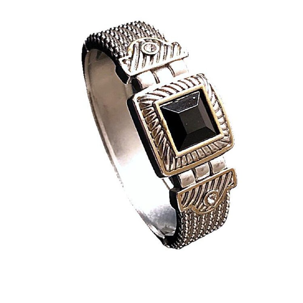 Avalaya Two Tone Mesh Hinged Bangle Bracelet - image 2